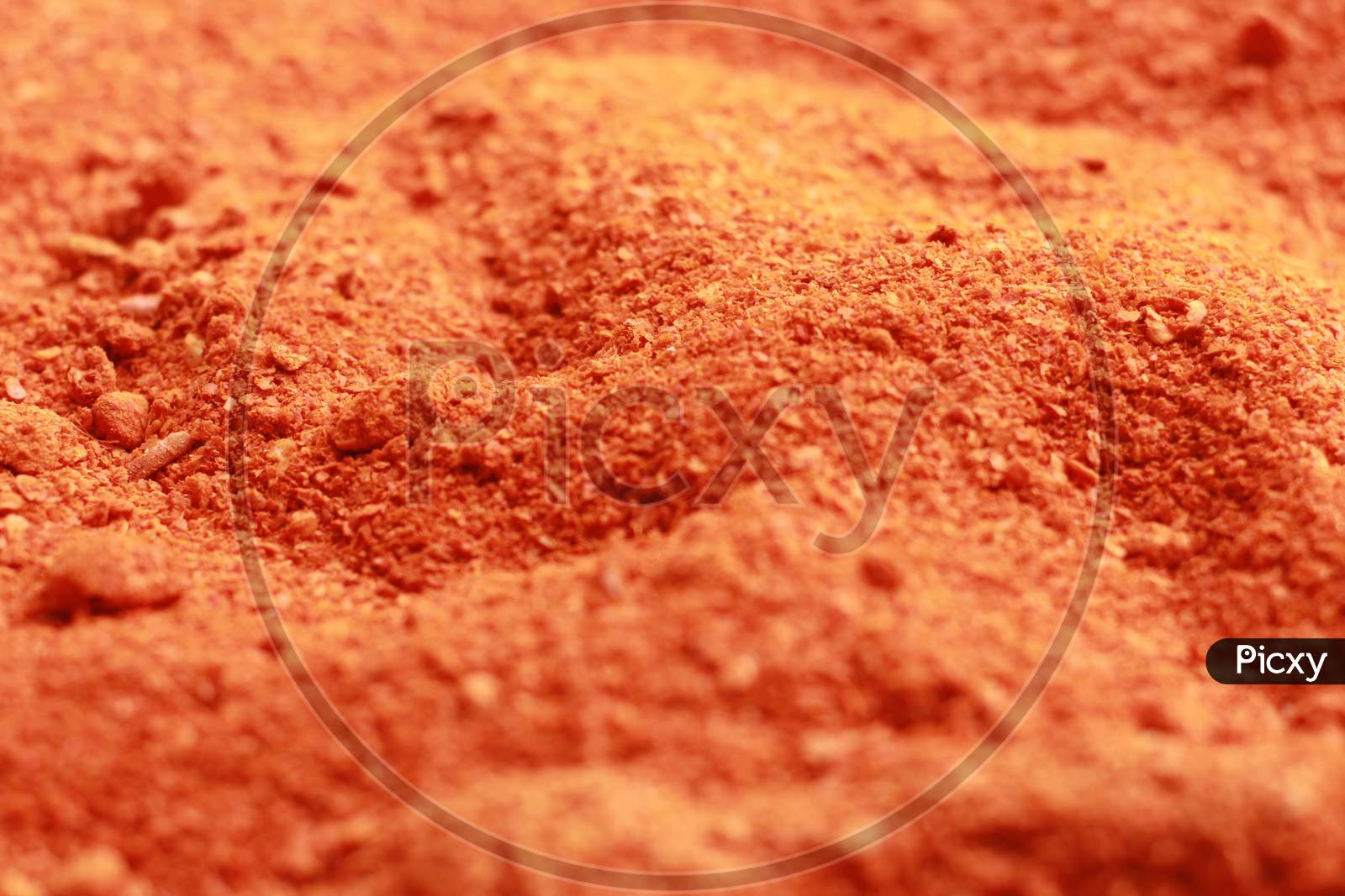 The close up of spices chili powder.