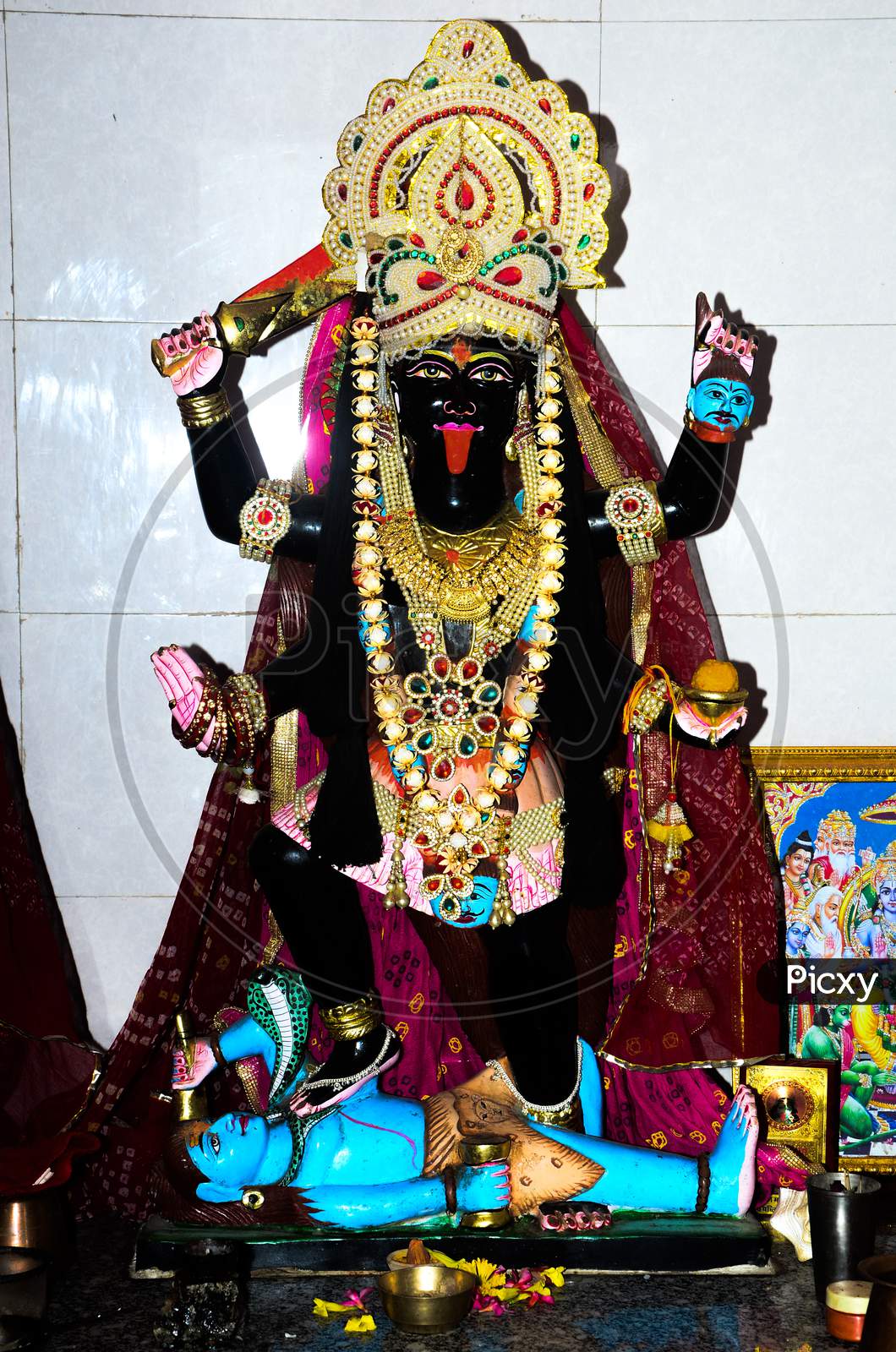 Image of Beautiful view of Mother Kali Mata idol in Kolkata ...