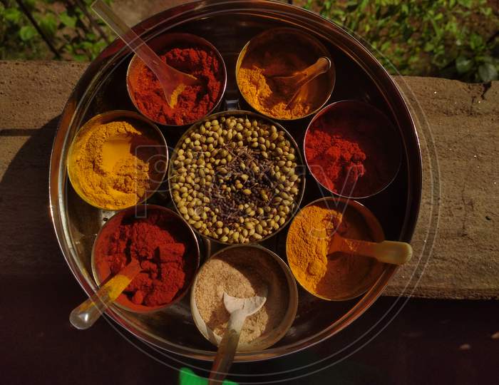 Indian colourful masala container
