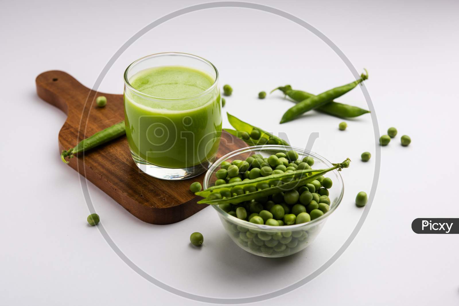 Healthy Green Peas Juice Or Shake Or Beverage Served In A Glass