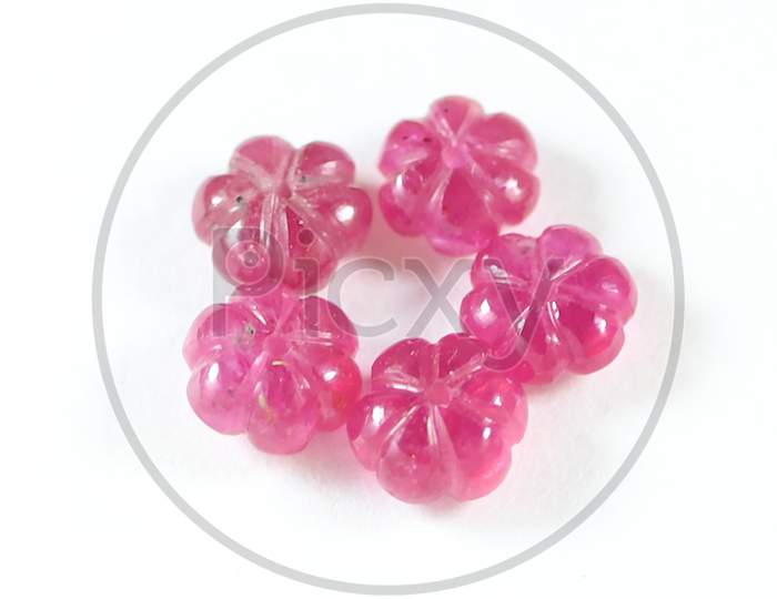 Natural carved Ruby Beads