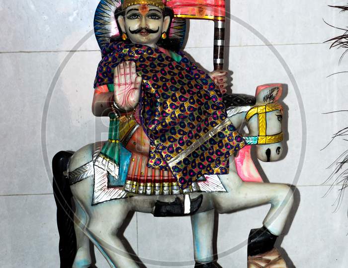 Beautiful view of the idol of Rajasthan's folk god Goga Ji Maharaj