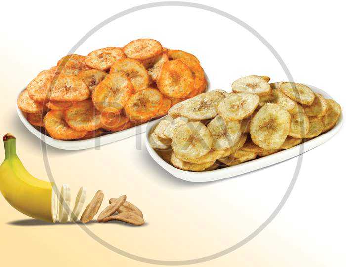 Banana Chips, Dried Banana Chips Snack, Kela Wafer, Salted Wafers, Kerala Cuisine, Fried Spicy And Salty Food, Namkeen Or Fryums