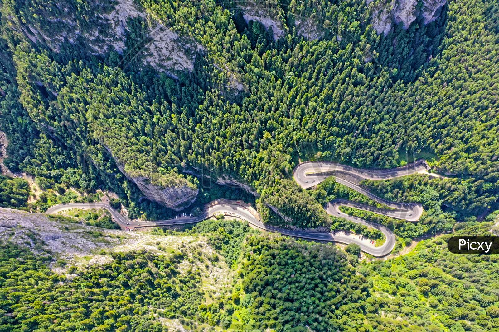 Above View Of Mountain Winding Road