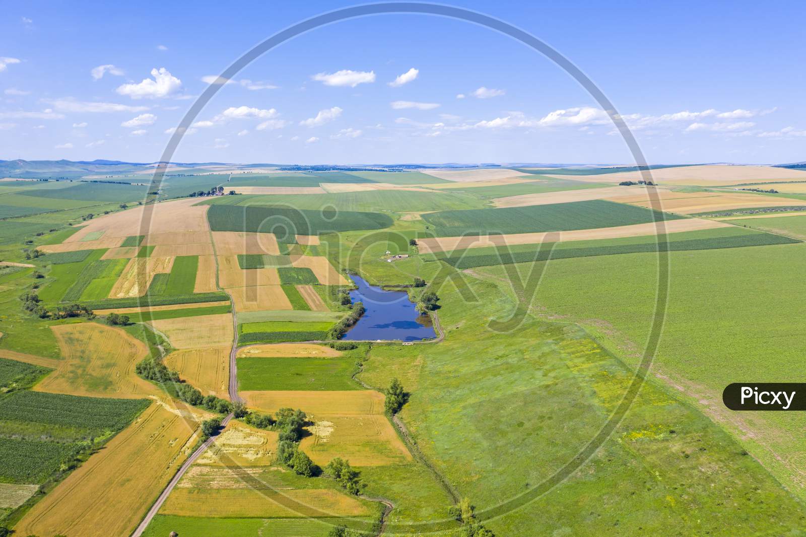 Aerial Summer Agriculture Fields