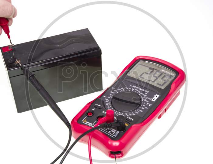 Measuring Voltage With Digital Multimeter Instrument