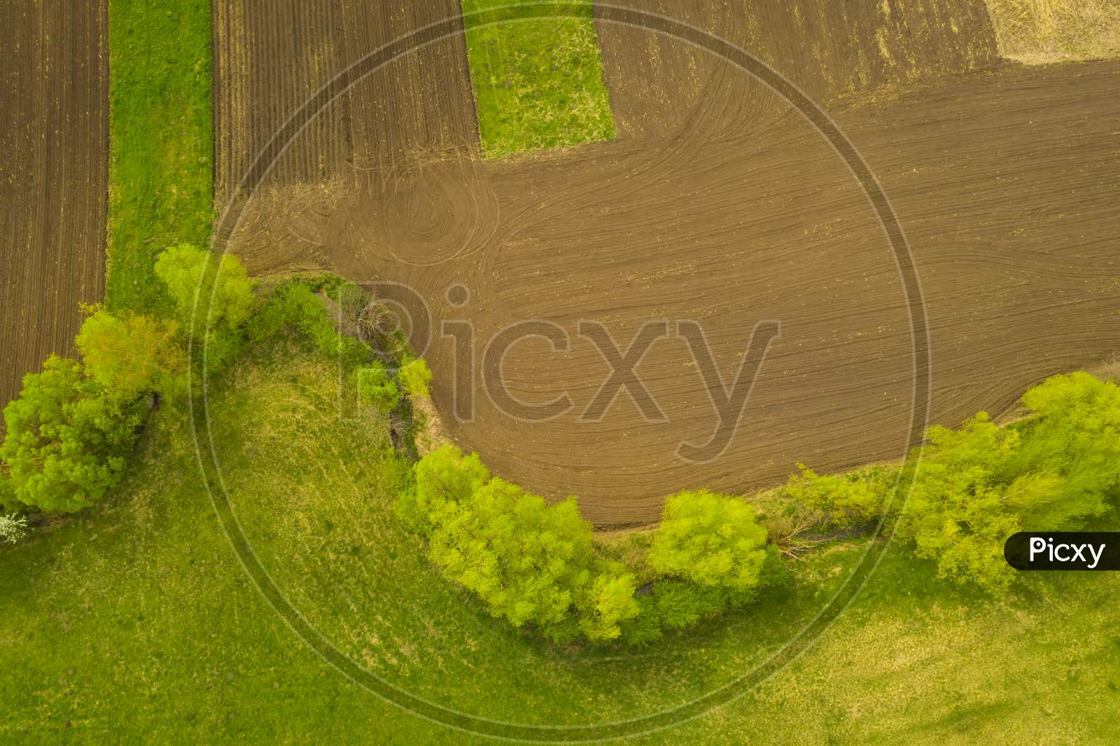 Above View Of Rural Scene During Springtime
