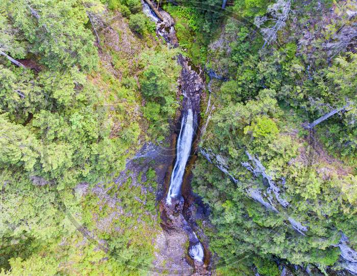 Small Mountain Waterfall, Aerial View