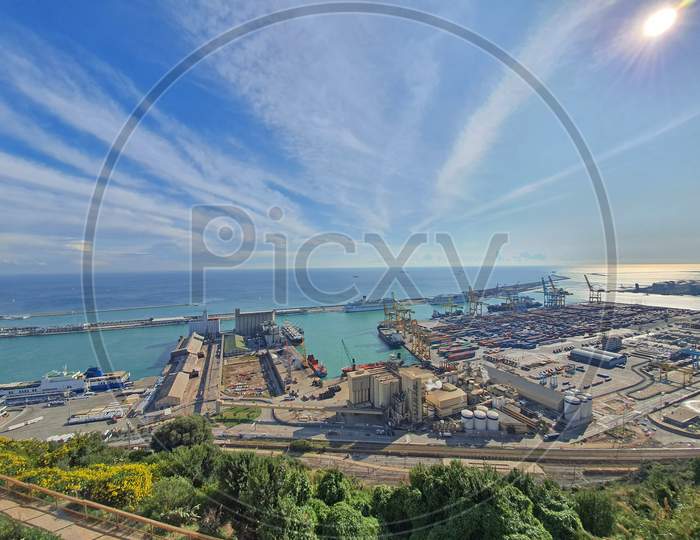 Barcelona Industrial Port Above View