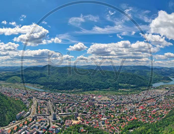 Aerial Mountain City Panorama