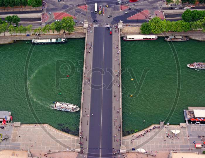 The River Seine And Lena Bridge
