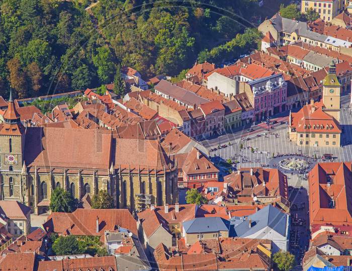 Aerial View Of Brasov Dowtown