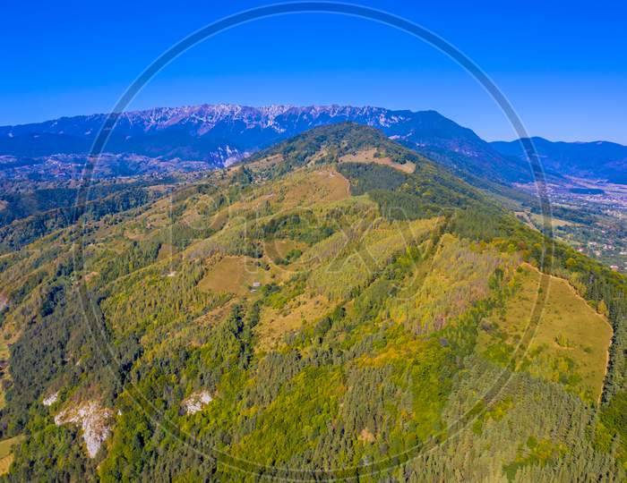 Autumn Aerial Landscape In Romanian Carpathians