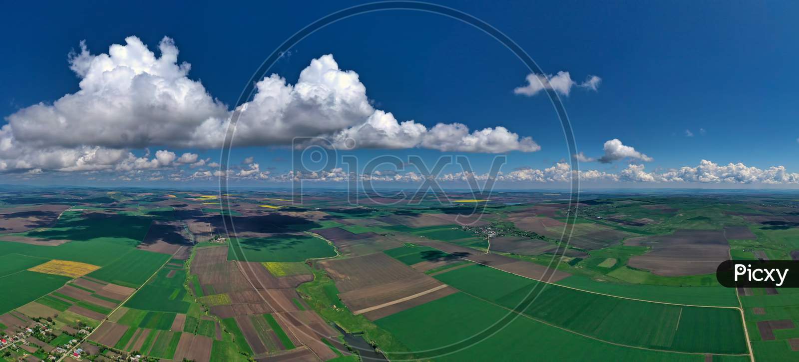 Aerial View Of Farmed Fields