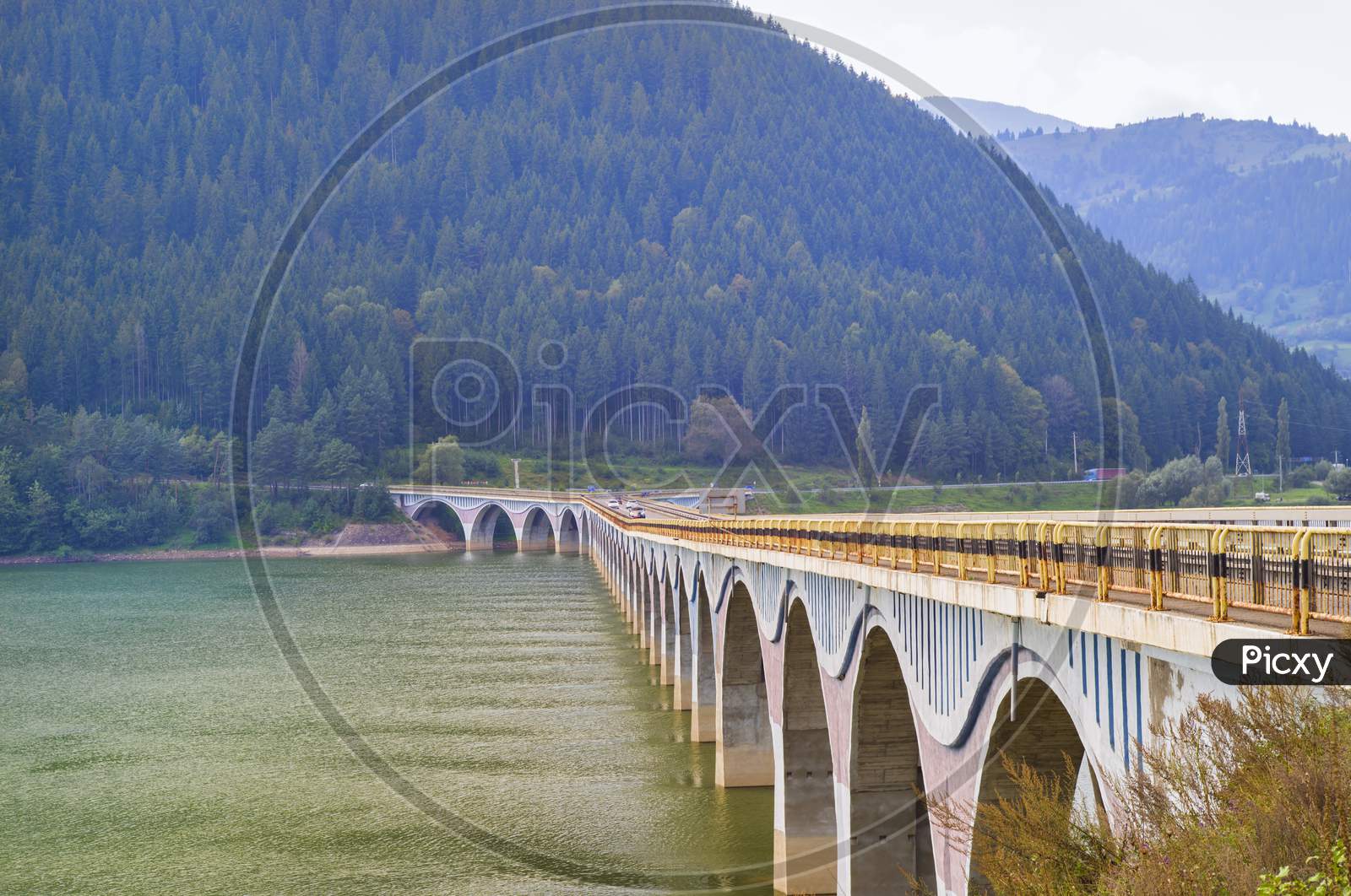 Stone Bridge For Highway Over River