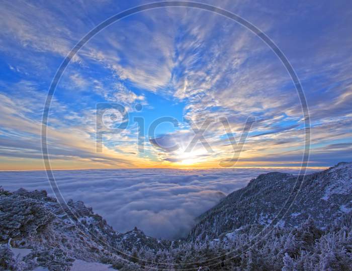 Sunrise Scene From The Mountain Top