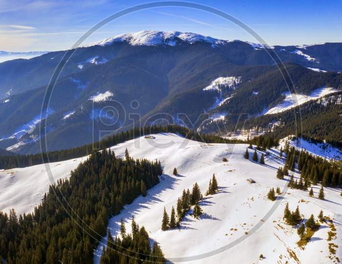 Winter Aerial Landscape In Carpathians