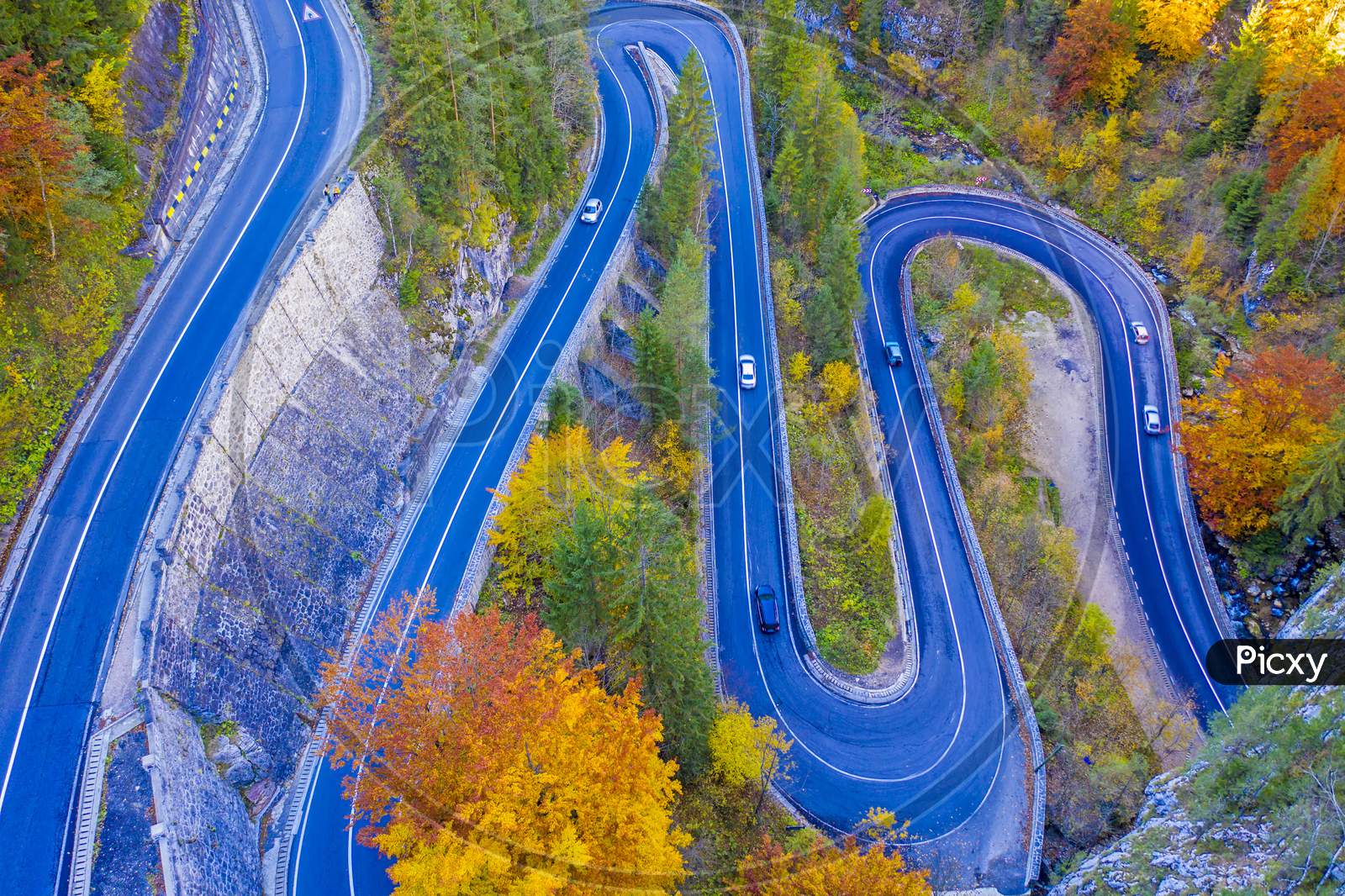 Autumn Serpentine Road In Mountains