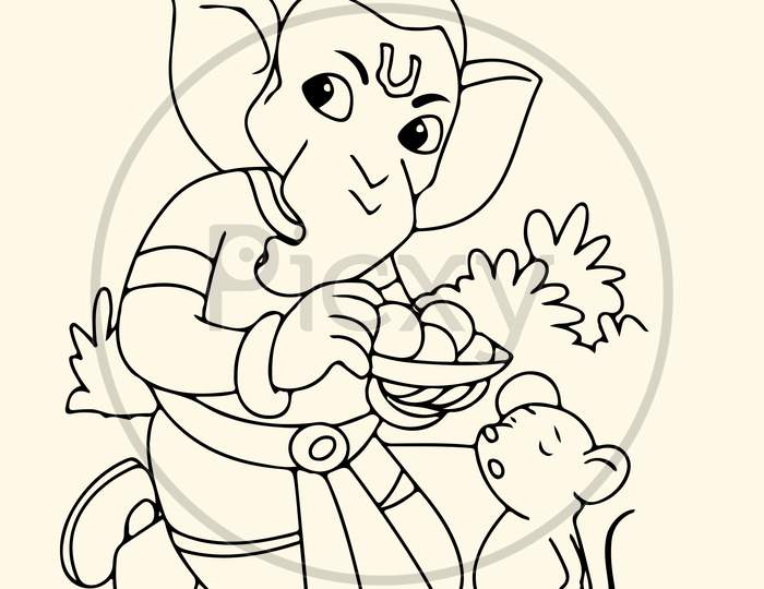 Sketch of lord ganesha or vinayaka modern concept cute editable posters for  the wall  posters cricket sport indian  myloviewcom