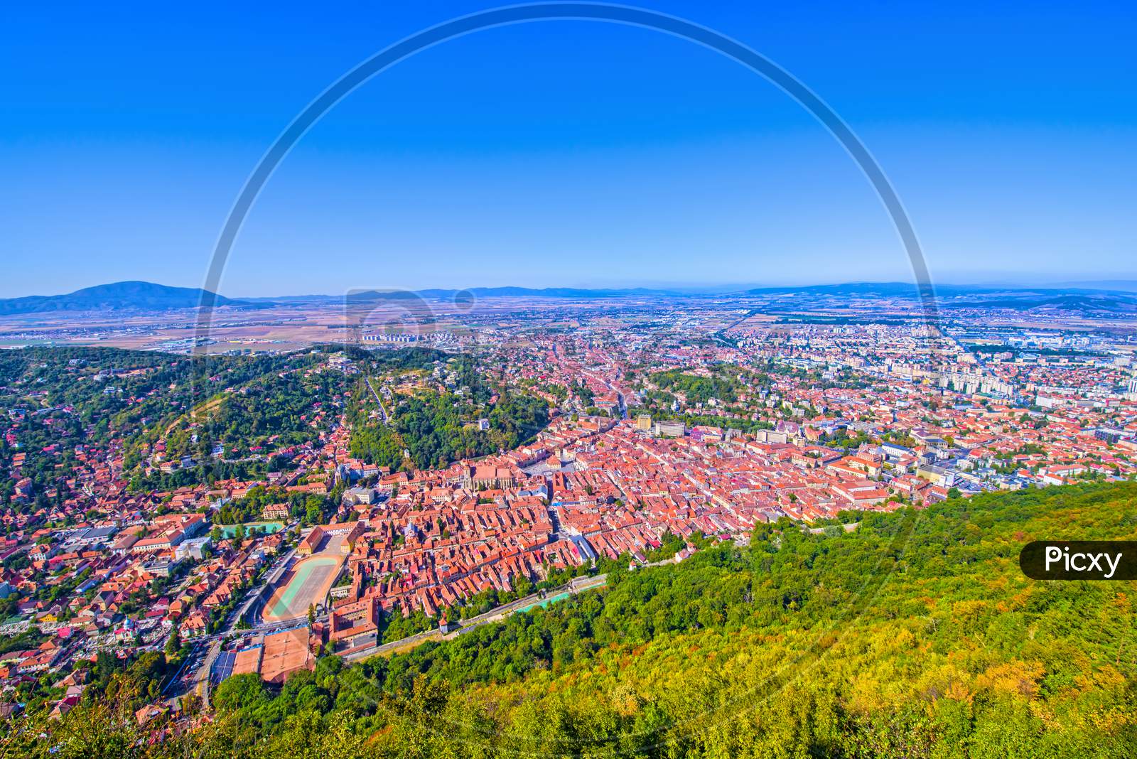 Panoramic Scene Of Brasov City