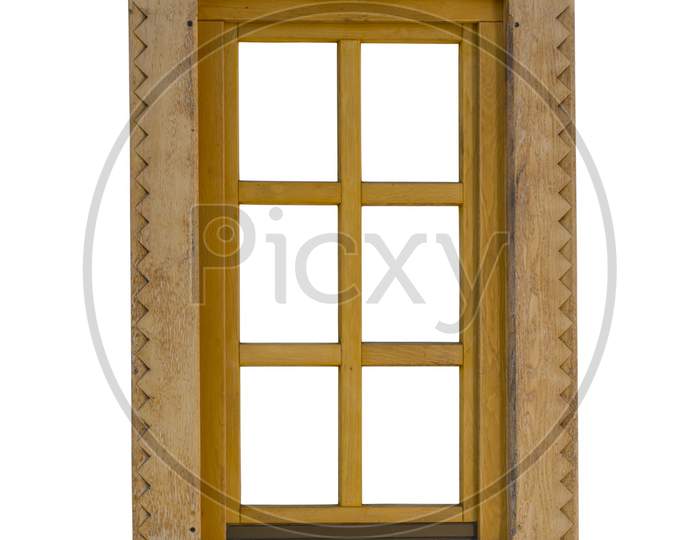 Wooden Window Sculpture Isolated
