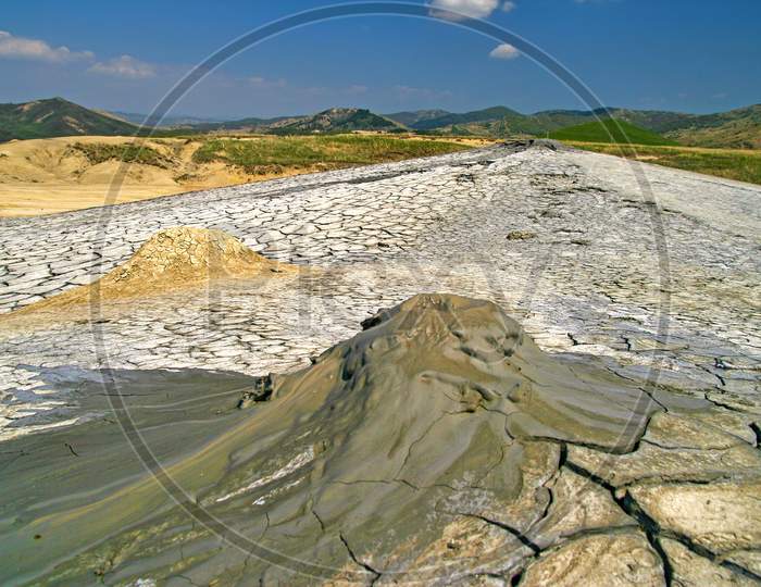 Mud Volcano Eruption, Mud And Natural Gases