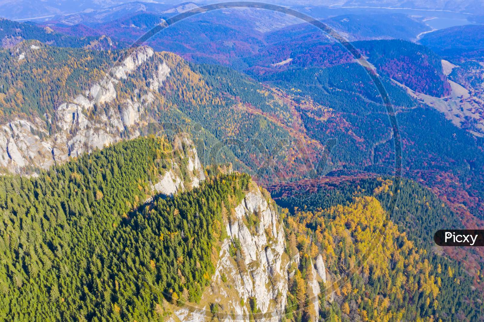 Aerial View Of Autumn Mountain