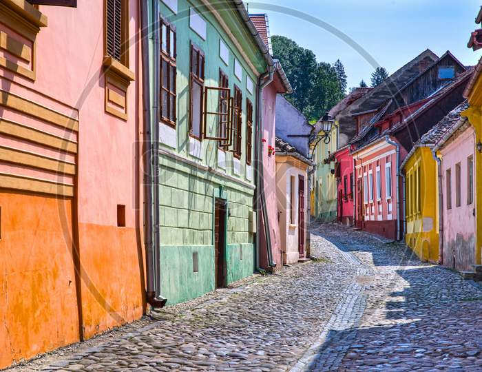 Colorful Street In The Medieval Sighisoara