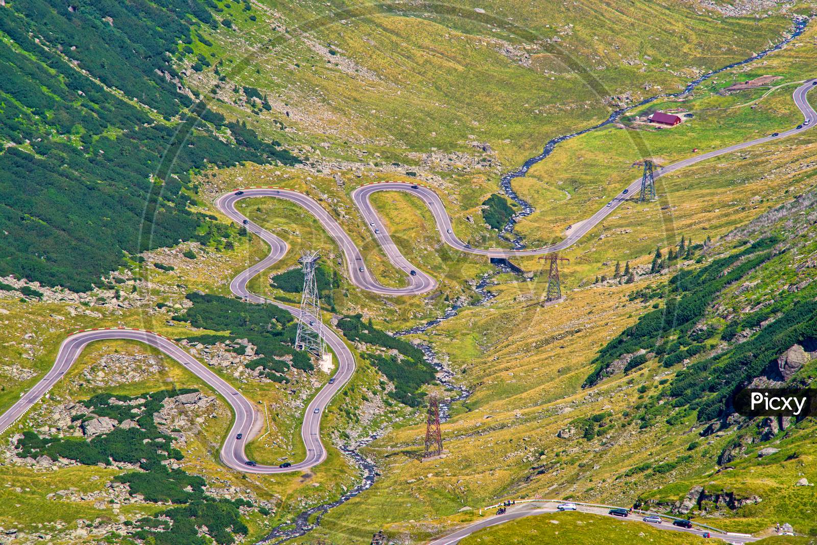 Curvy Road In Summer Mountains