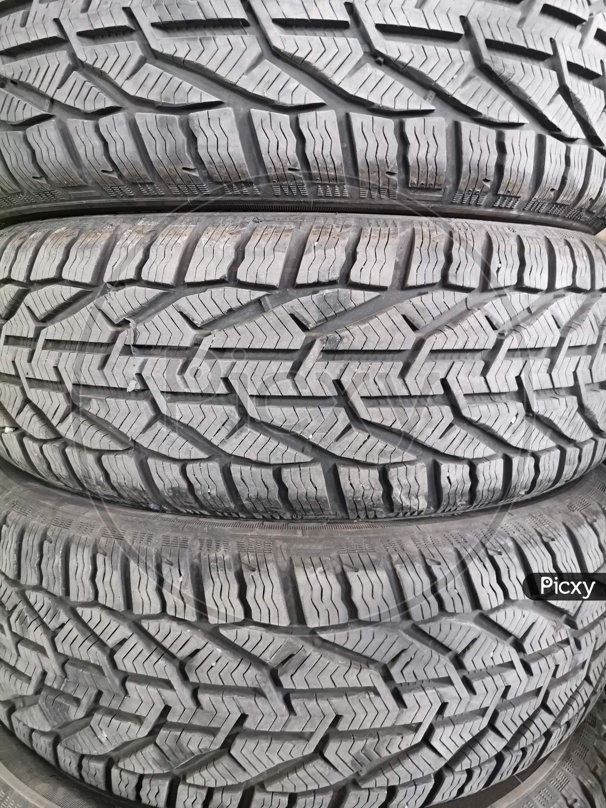 Stack Of Winter Tyre