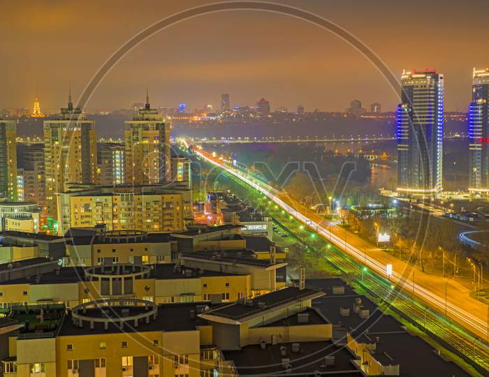 Night Kiev City Landscape