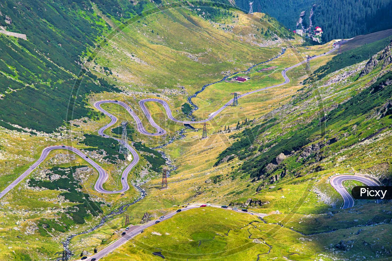 Aerial View Of Curvy Road In Mountains