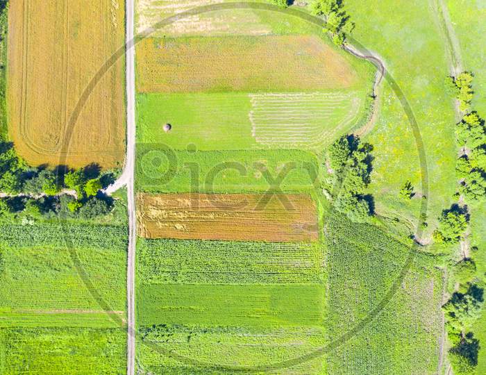 Rural Scene In Summer From Above