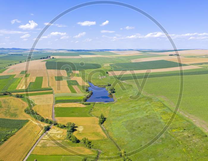 Aerial Summer Agriculture Fields