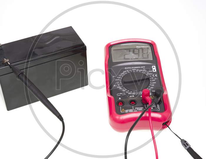 Multimeter Instrument Measuring Battery