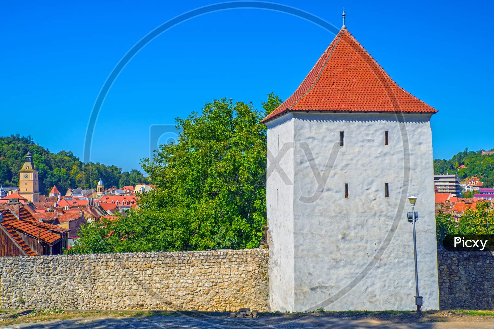 Stone Wall And Tower Of Ancient Brasov