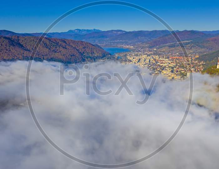 Above View Of Foggy City