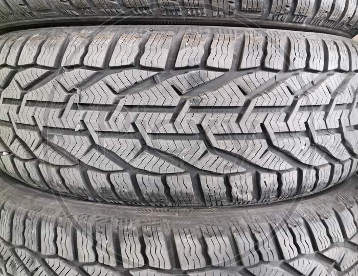 Stack Of Winter Tyre