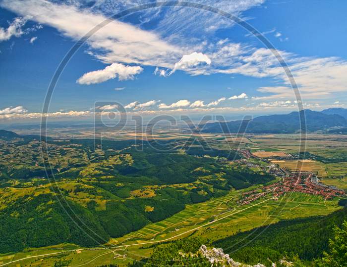 Mountain Top Summer Landscape Aerial View
