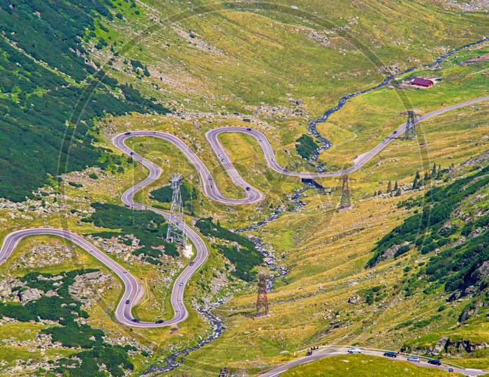 Curvy Road In Summer Mountains