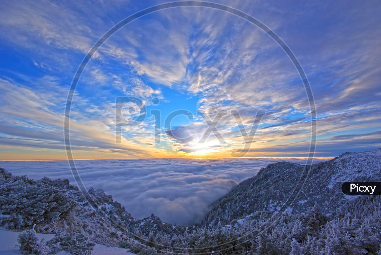 Sunrise Scene From The Mountain Top