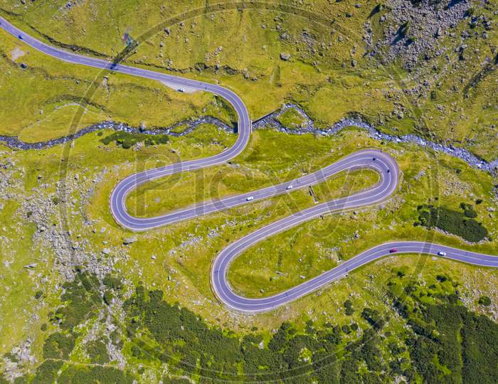 Summer Alpine Mountain Road From Above