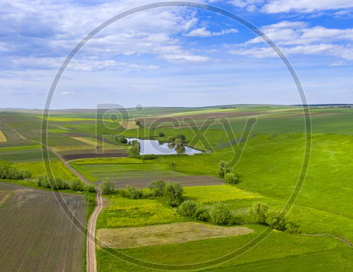 Aerial Rural Landscape In Summer