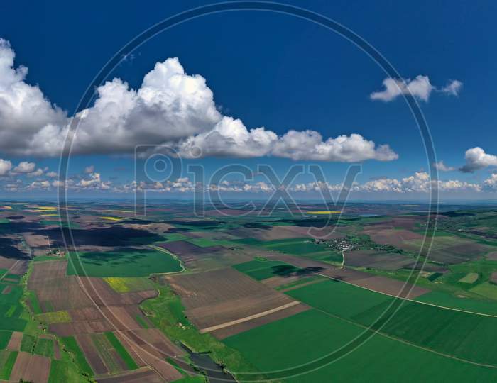 Aerial View Of Farmed Fields