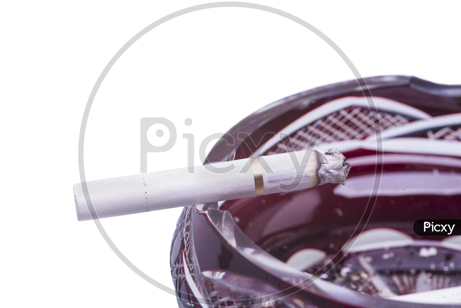 Close Image Of Cigarette In Ashtray