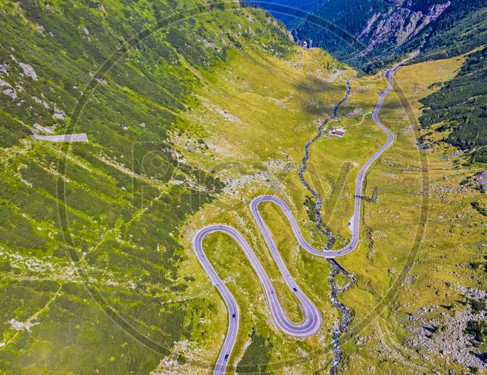 Aerial View Of Summer Mountain Road