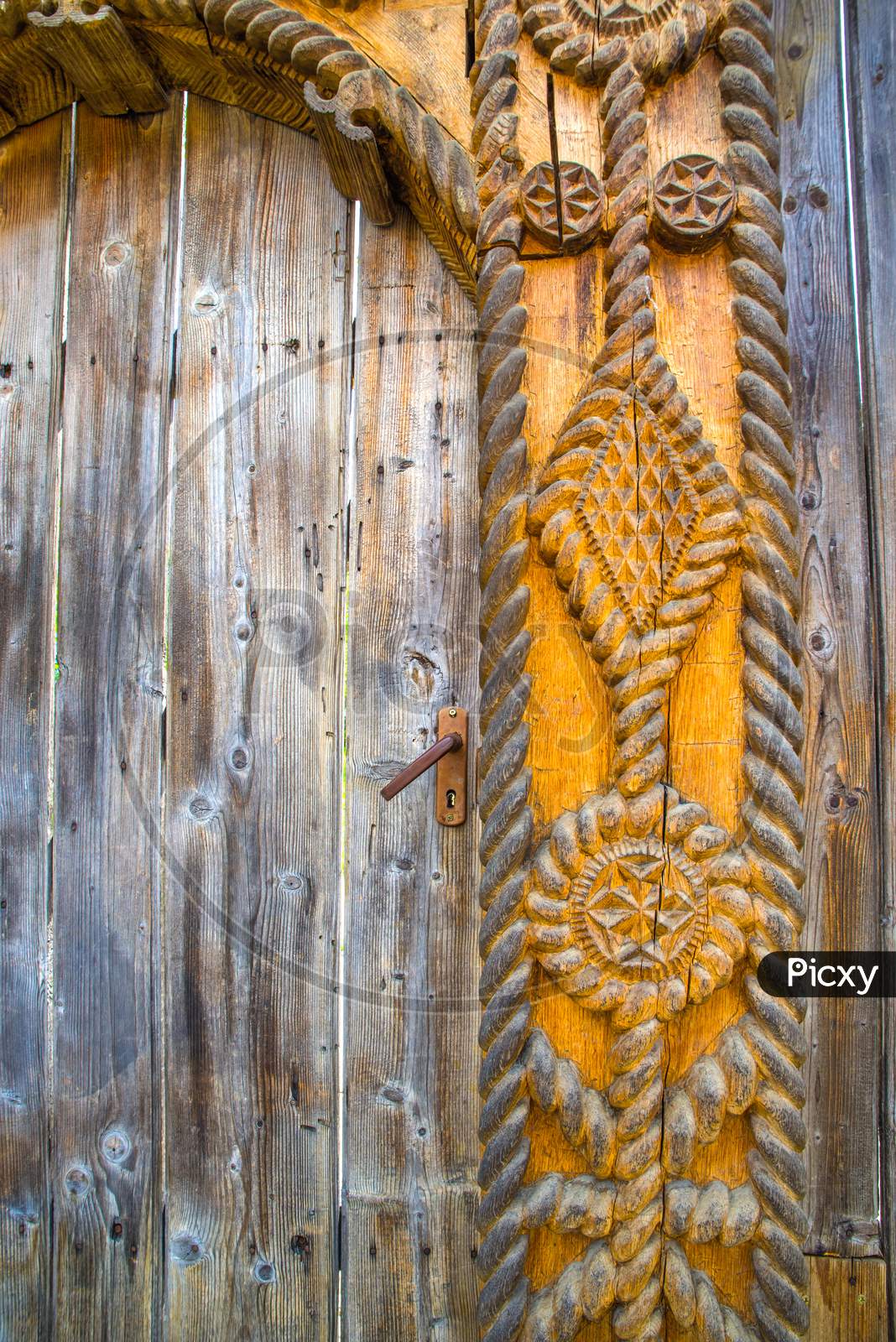 Old Wood Carving Gate In Maramures