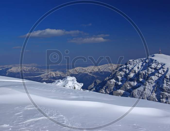 Mountain Rock Summit In Winter