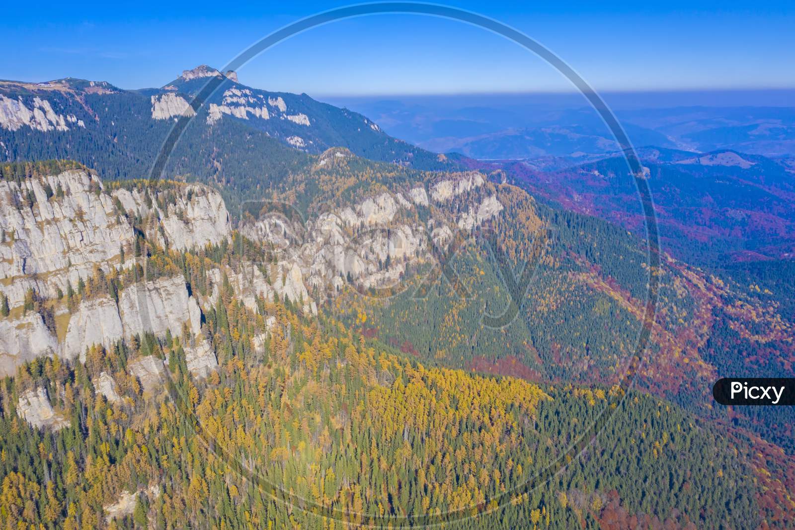 Autumn Mountain Viewed From Above.