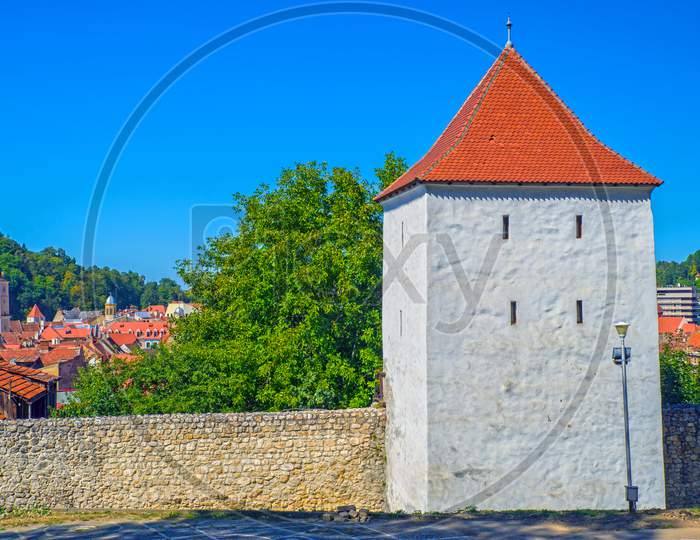 Stone Wall And Tower Of Ancient Brasov